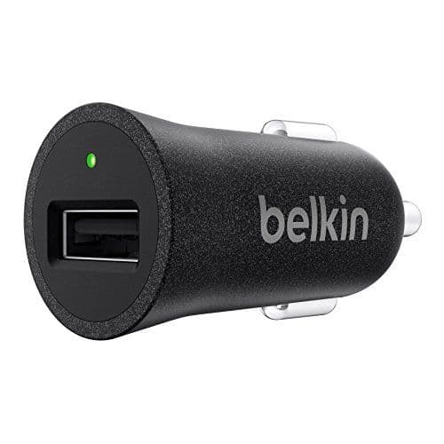 Belkin - Chargeur USB Allume Cigare 2,4A, 5V, 12W pour iPhone, iPads, Smartphones Android et Tablettes Android - Noir Métal