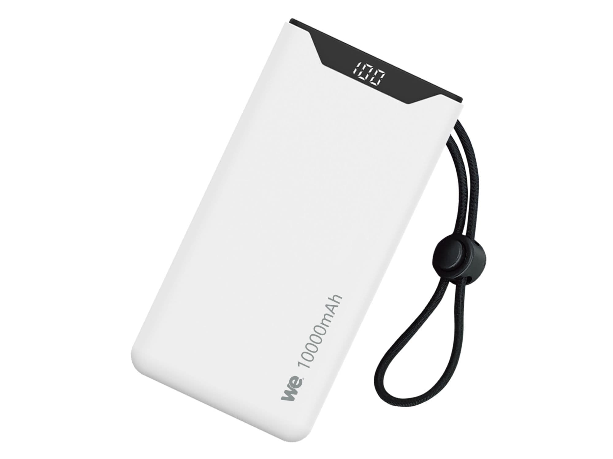 We Batterie De Secours, Power Bank, 10 000 Mah, Pd 18w 1 Port Usb-A, 1 Port Usb-C Pour Chargement Simultané - Noir