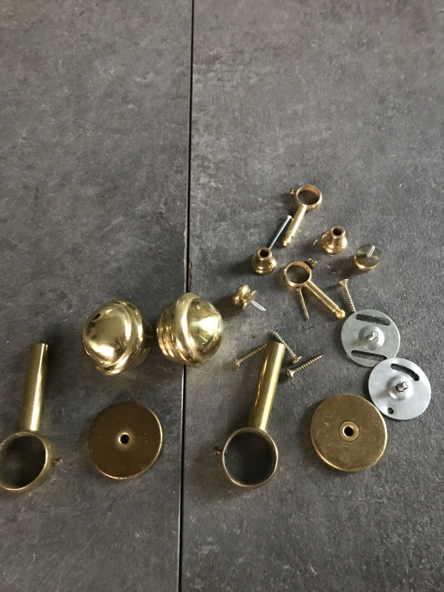 Lot accessoires de rideaux barre chrome doré