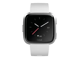 Fitbit Versa - Lite Edition - aluminium argenté - Montre connectée avec bracelet - silicone - blanc - taille du bracelet : S/L - Bluetooth - 40 g