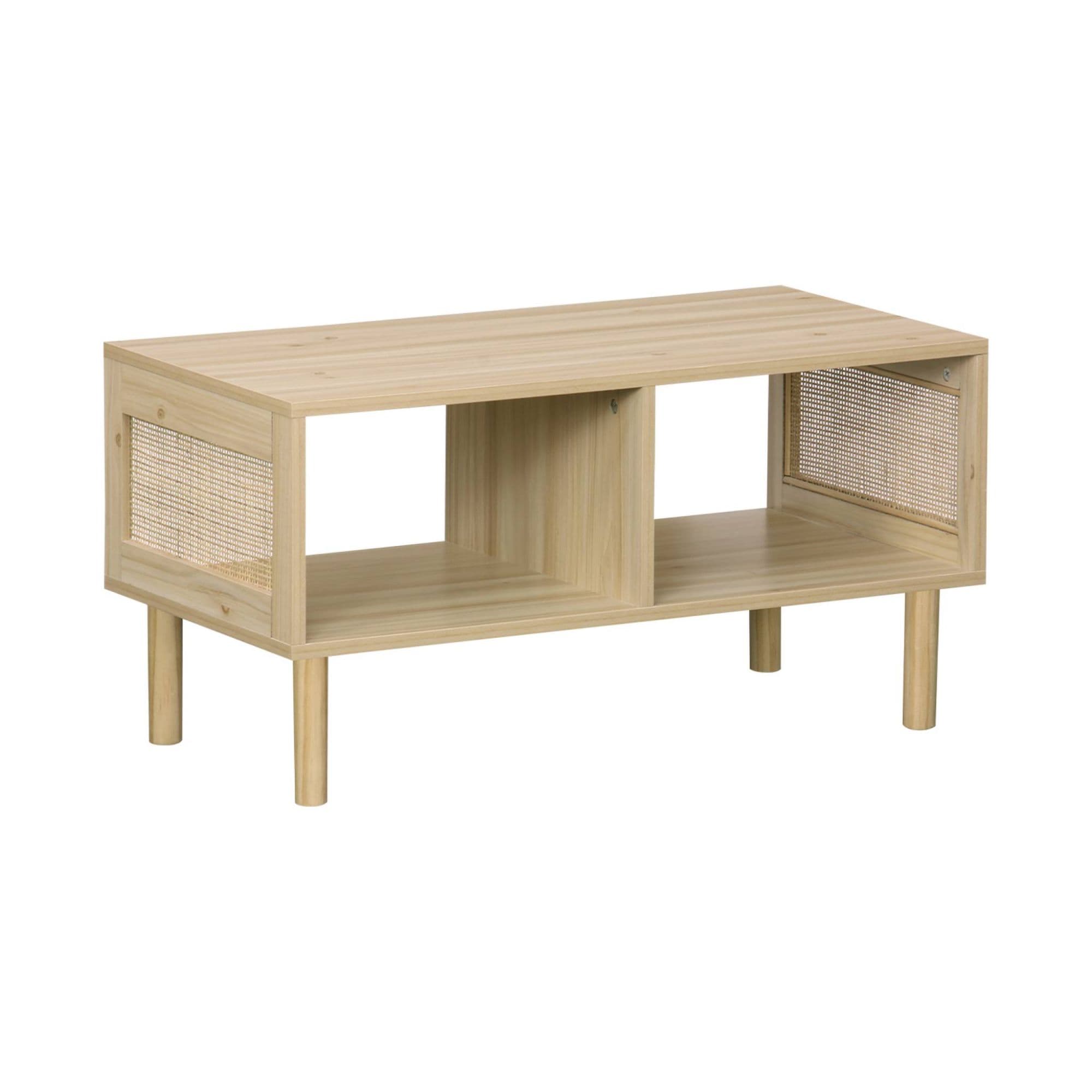 Table Basse En Cannage - Camargue - 2 Compartiments. 80x40x40 Cm