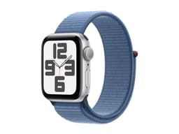 Apple Watch SE (GPS) - 2e génération - 40 mm - aluminium argenté - Montre connectée avec bracelet sport - textile - bleu hiver - taille du poignet : 130-200 mm - 32 Go - Wi-Fi, Bluetooth - 26.4 g