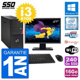 PC Tour Fujitsu P756 Ecran 27" Intel i3-6100 RAM 16Go SSD 240Go Windows 10 Wifi