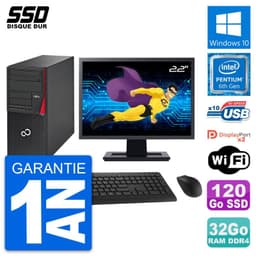 PC Tour Fujitsu P756 Ecran 22" Pentium G4400 RAM 32Go SSD 120Go Windows 10 Wifi