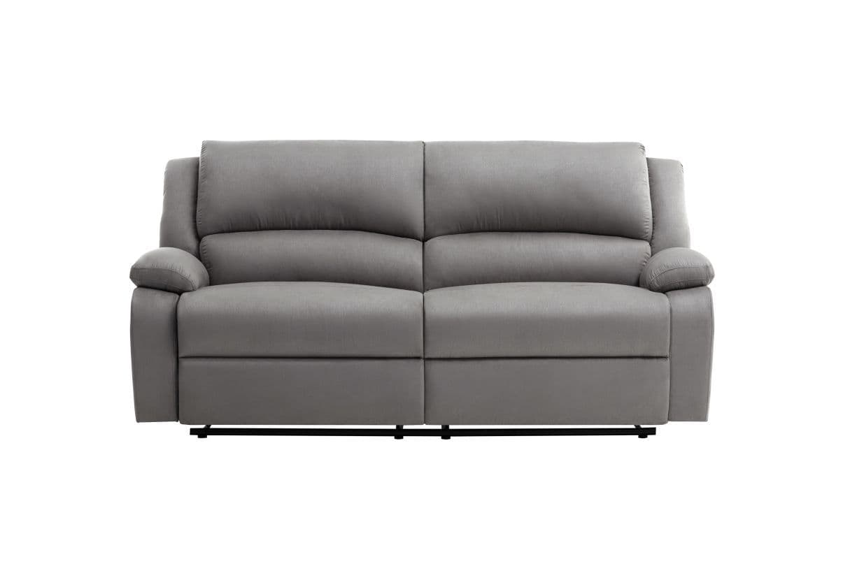 Relaxxo - Canapé Relax Manuel 3 Places Avec 2 Assises Xxl Leo En Microfibre - Gris