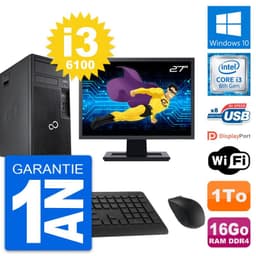 PC Tour Fujitsu P557 Ecran 27" i3-6100 RAM 16Go Disque Dur 1To Windows 10 Wifi