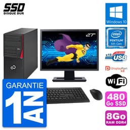 PC Tour Fujitsu P756 Ecran 27" Pentium G4400 RAM 8Go SSD 480Go Windows 10 Wifi