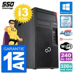 PC Tour Fujitsu Esprimo P557 MT Intel i3-6100 RAM 32Go SSD 240Go Windows 10 Wifi