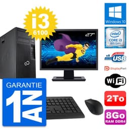 PC Tour Fujitsu P557 Ecran 27" Intel i3-6100 RAM 8Go Disque 2To Windows 10 Wifi