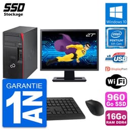 PC Tour Fujitsu P557 MT Ecran 27" Intel G4400 RAM 16Go SSD 960Go Windows 10 Wifi
