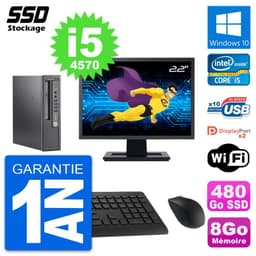 Mini PC HP 800 G1 USDT Ecran 22" Intel i5-4570 RAM 8Go SSD 480Go Windows 10 Wifi