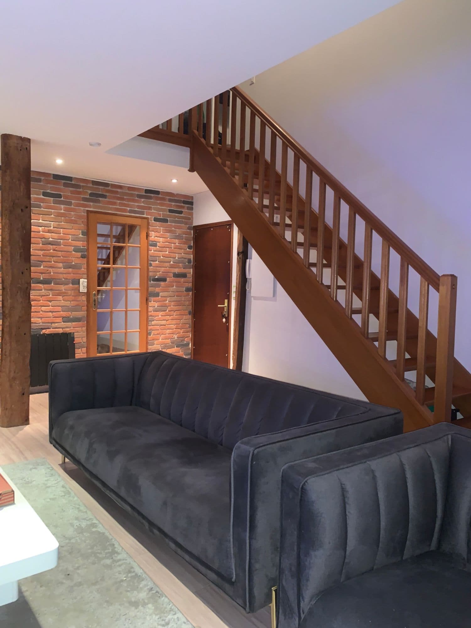 3 Canapés En Velours Gris En Excellent État (3+2+1)