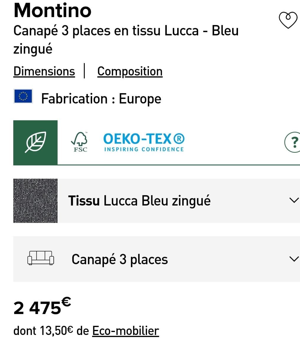 Canapé Montino 3 Places De Chez Habitat