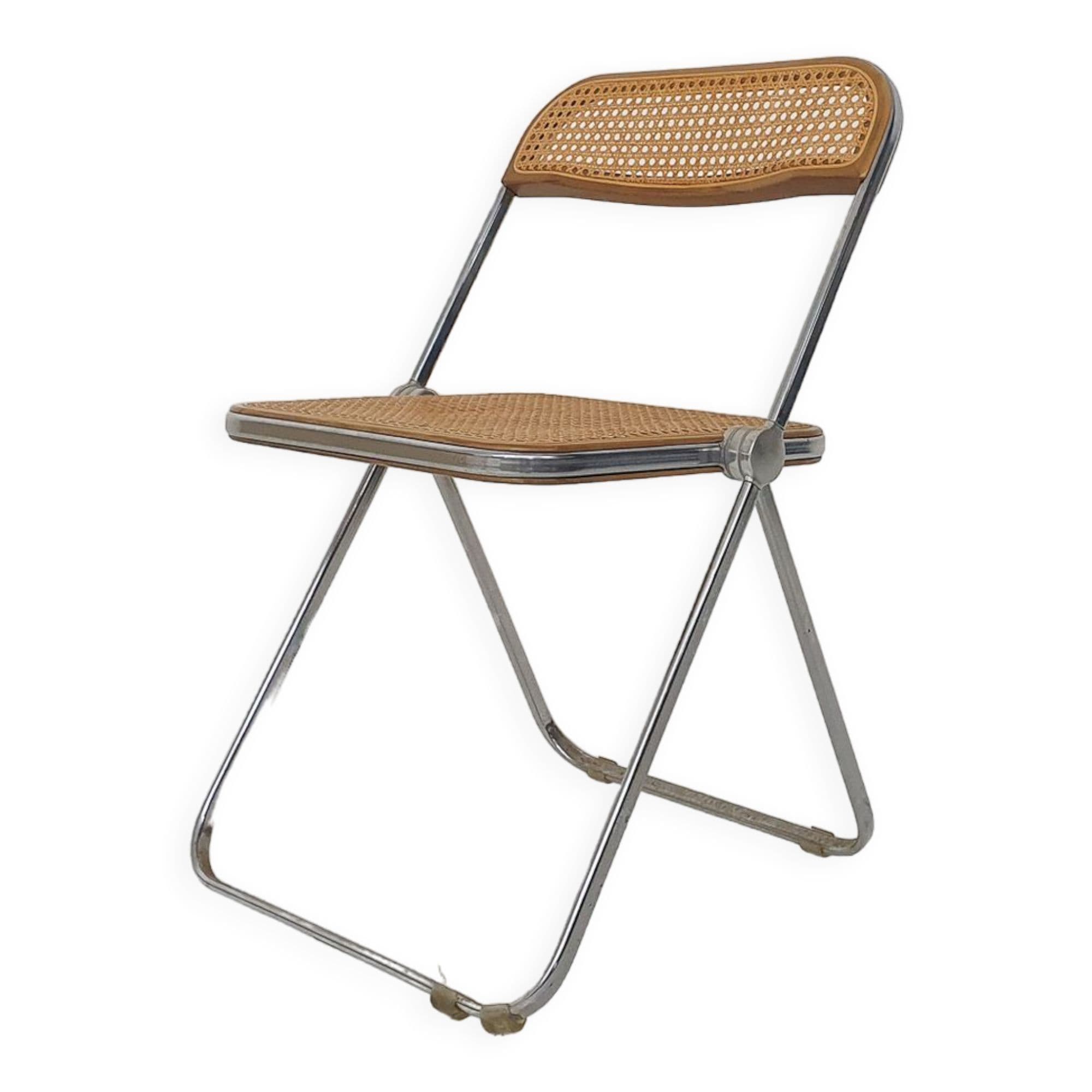 Chaise pliante par Giancarlo Piretti pour Castelli modle Plia Italie 1967 beige