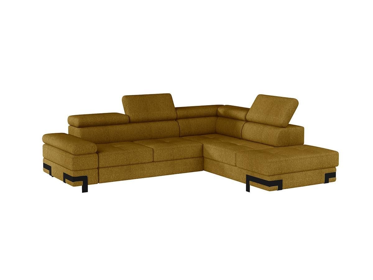 Canapé D'angle Convertible En Tissu Damien Ii - Jaune Moutarde - Angle Droit