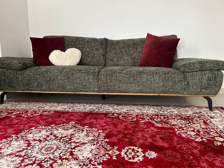 Canapé 4-5 Places 253x91 Cm En Tissu Vert