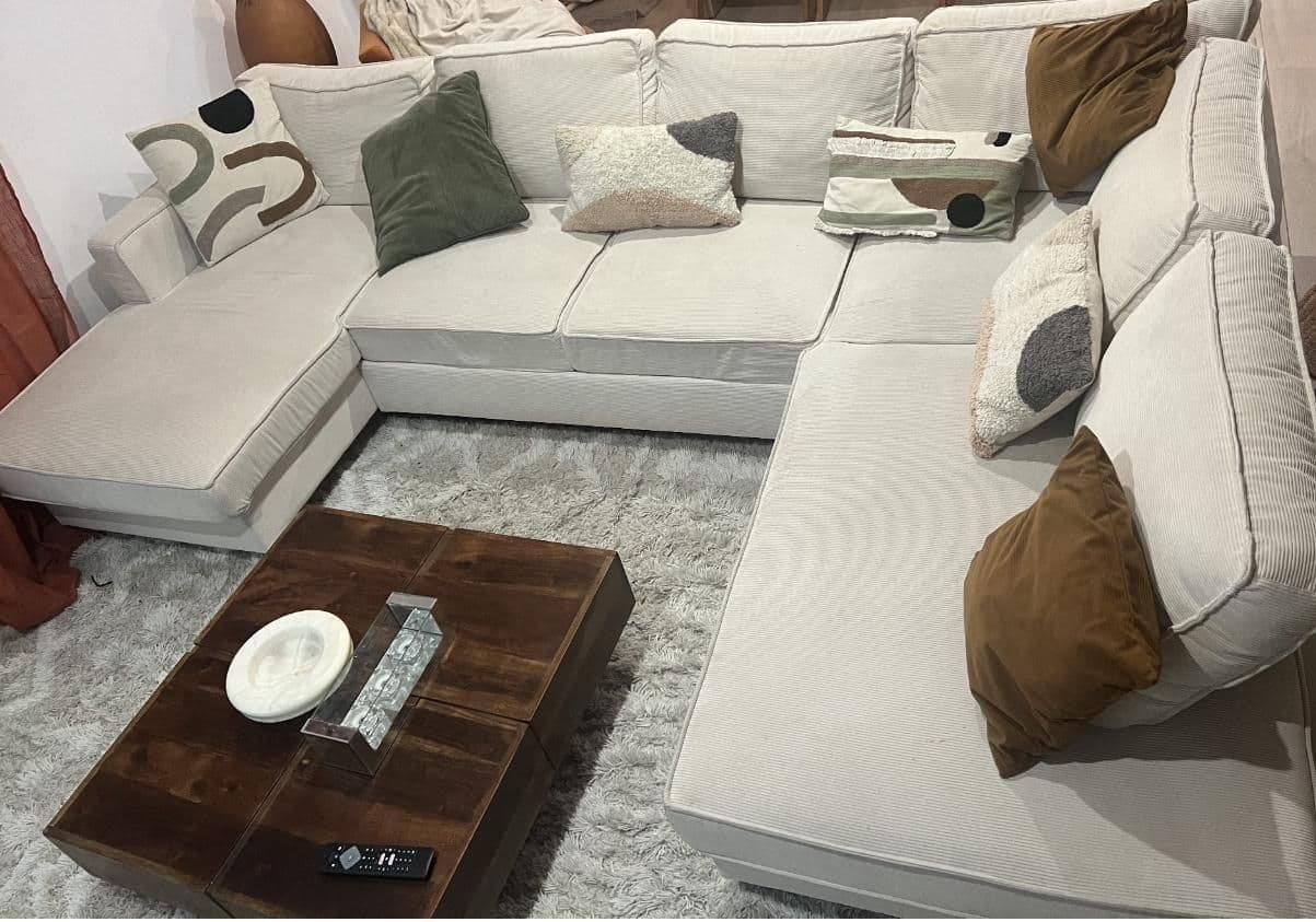 Canapé velours côtelé d'angle U