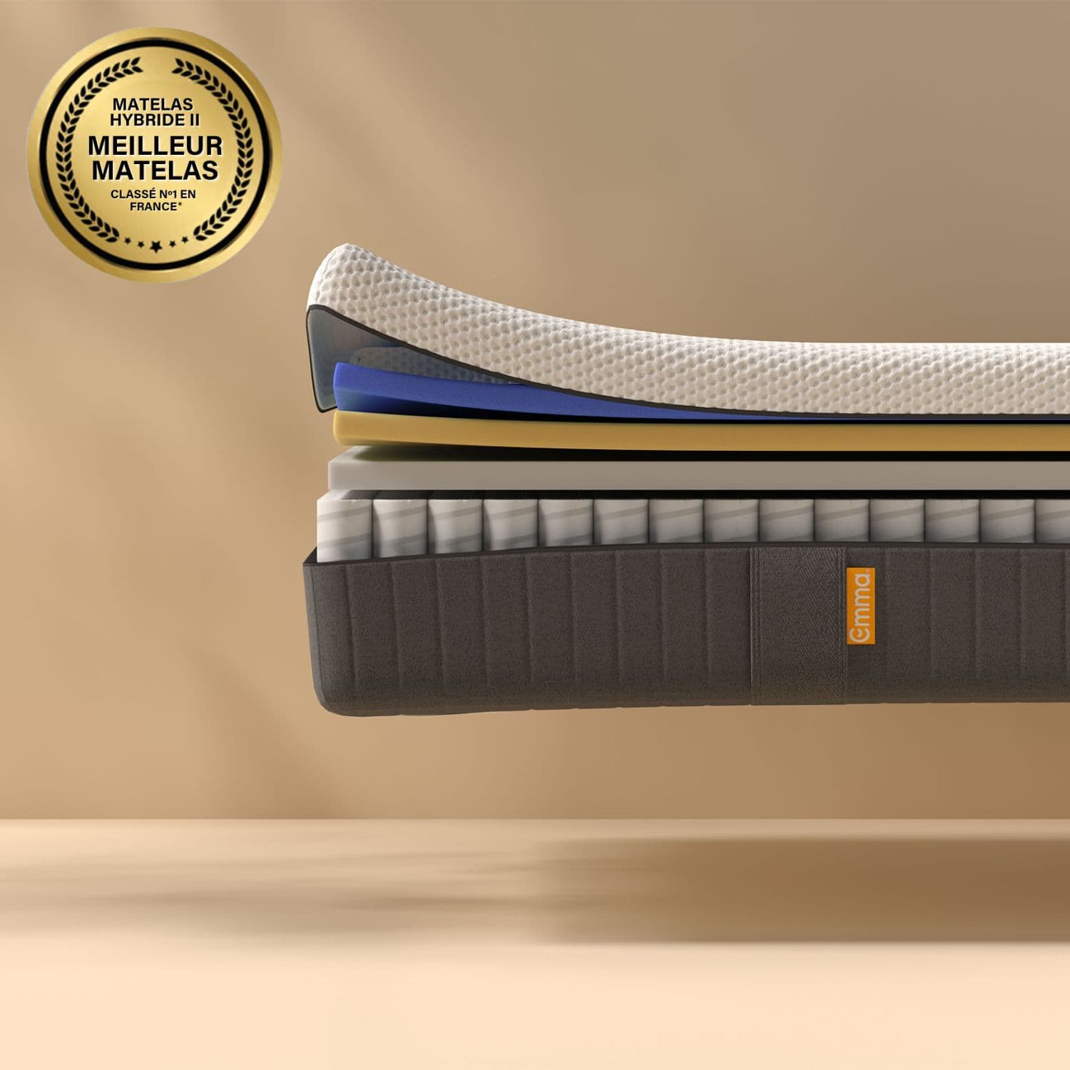 EMMA  Matelas Hybride II 160x200  Mémoire de Forme + Ressorts  MEILLEUR CHOIX Emma  Dos Apaisé  Soutien Et Respirabilité  25 cm