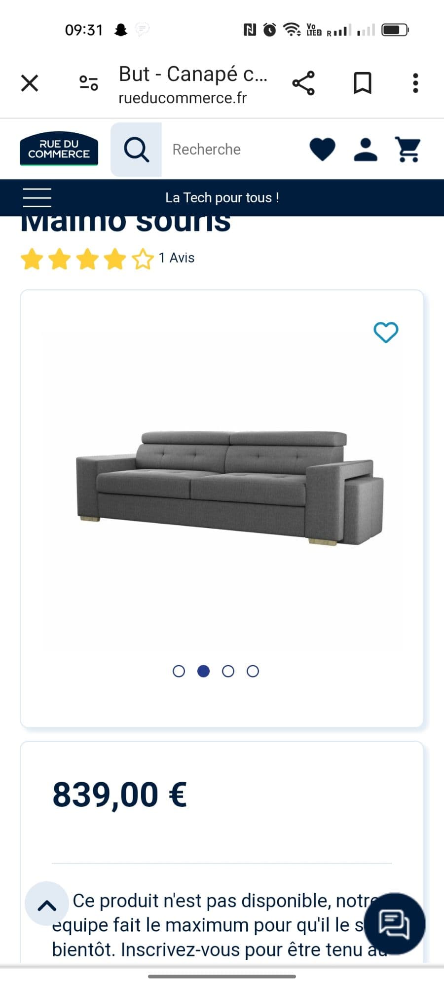 Canapé But Convertible 3 Place Avec Pouf Et Étagère Et Usb Intégré Dans Le Canapé.