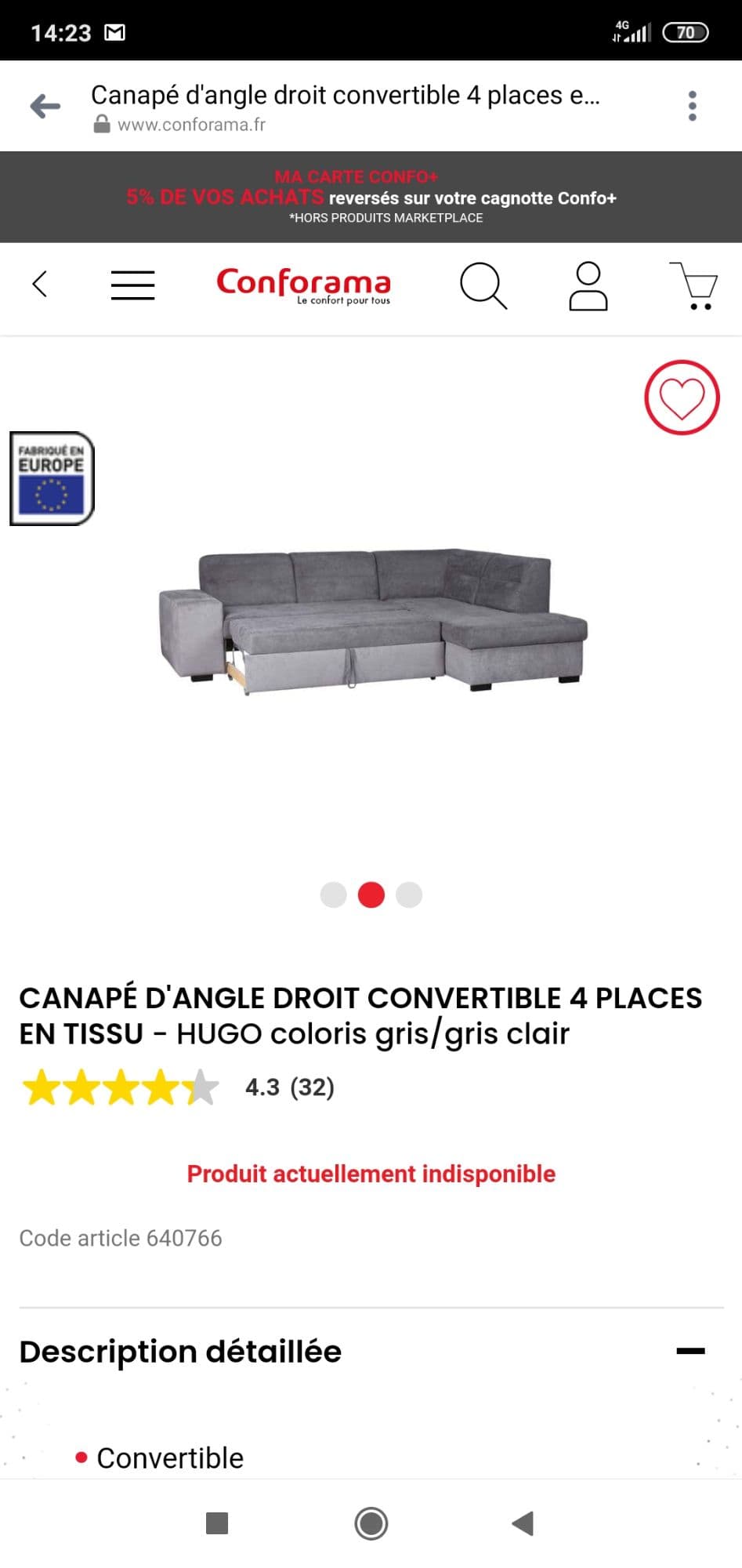 Canapé D'angle Gauche, 4 Places, Convertible