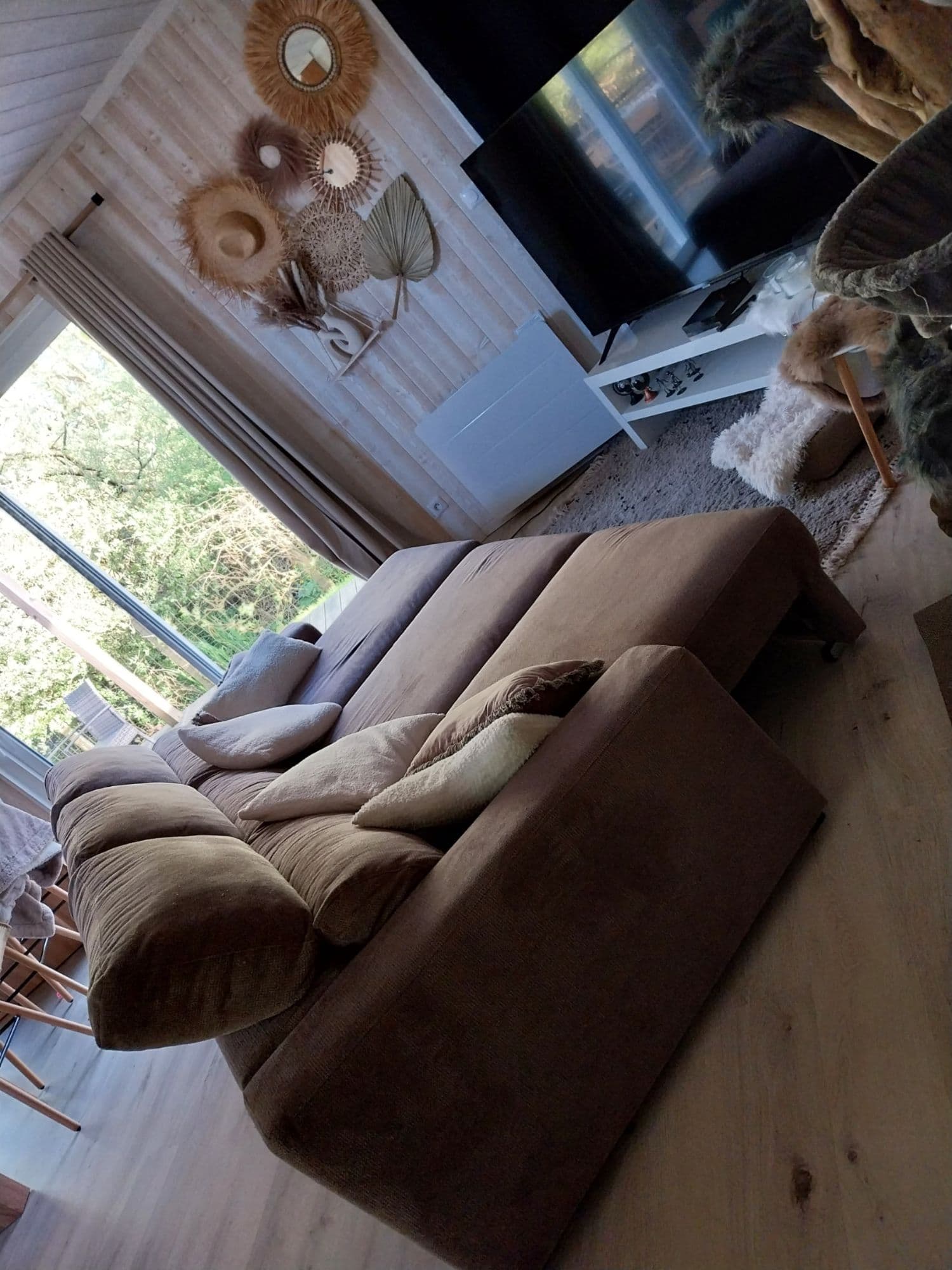 Canapé Marron Moderne En Tissu