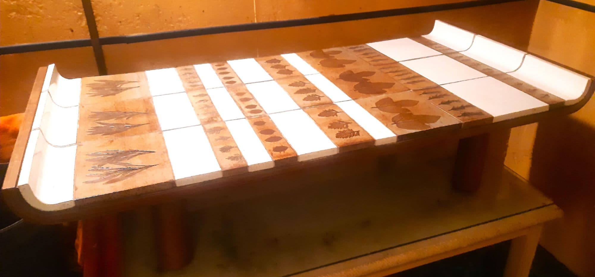 Table Basse Roger Capron "Pagode" Signée - Céramique Et Bois -