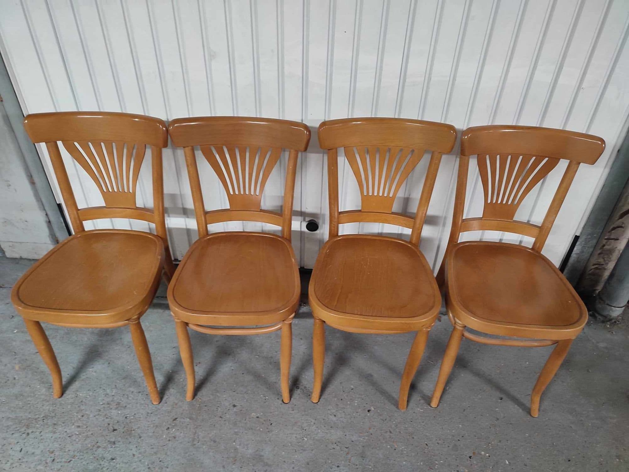 4 Anciennes Chaises Bistrot Bois Vintage