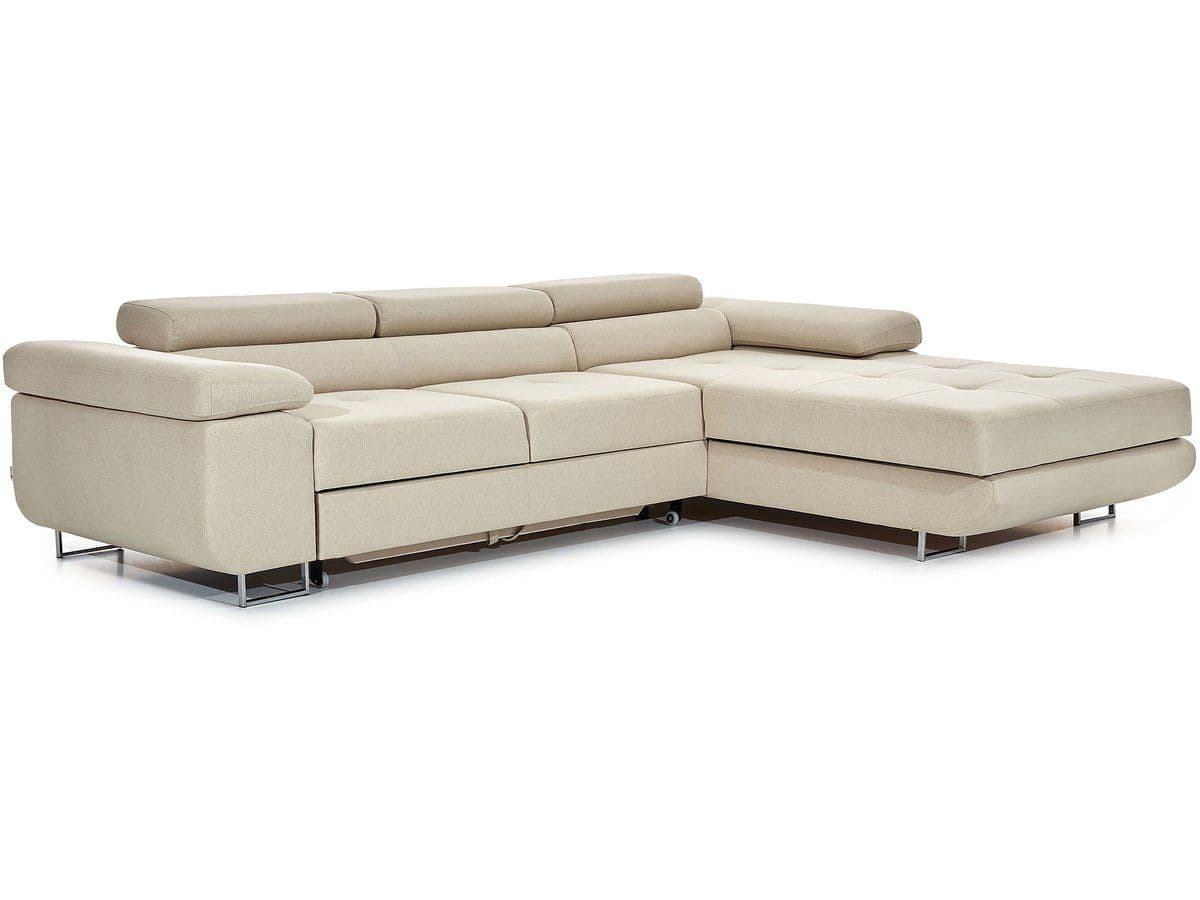 Canapé D'angle Droit Convertible + Coffre "Armando" - 280 X 70 X 205 Cm - 3 Places - Beige