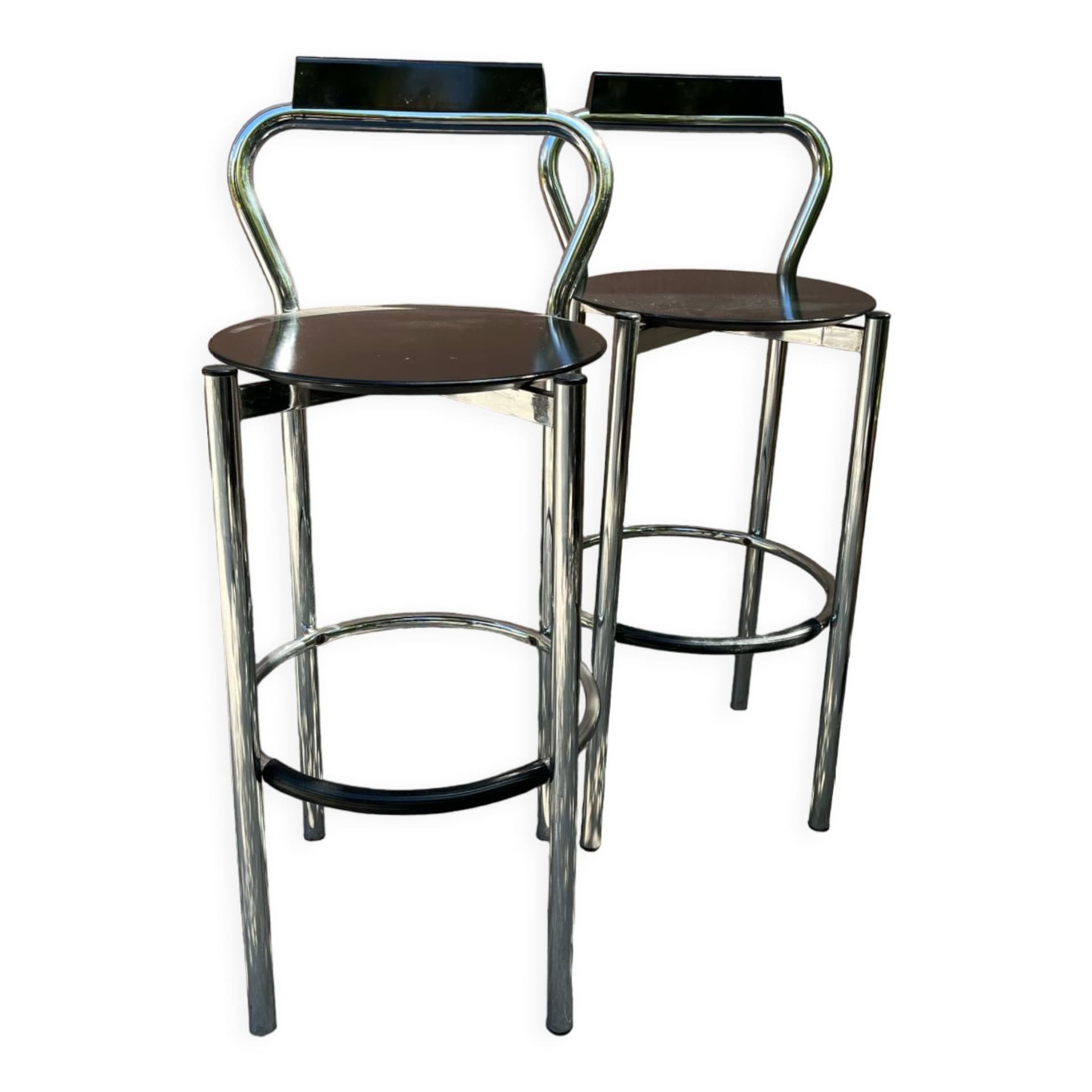 Paire tabouret bar calligaris argent