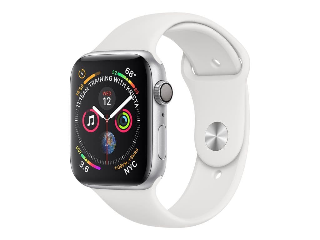 Apple Watch Series 4 (GPS) - Boîtier 40 mm Aluminium Argenté avec Bracelet Sport Blanc