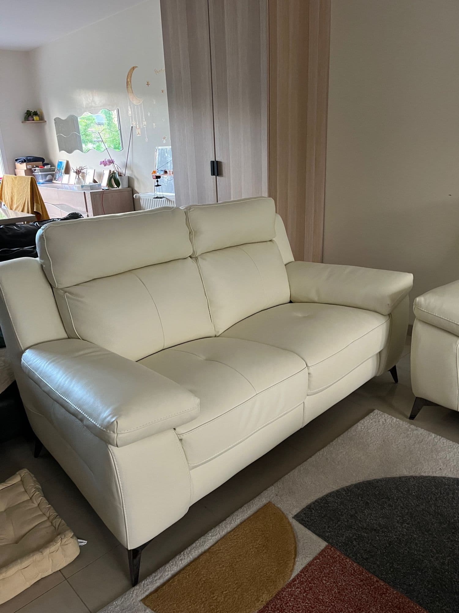 Canapé Cuir 2 Places Beige, Cuir Center ()