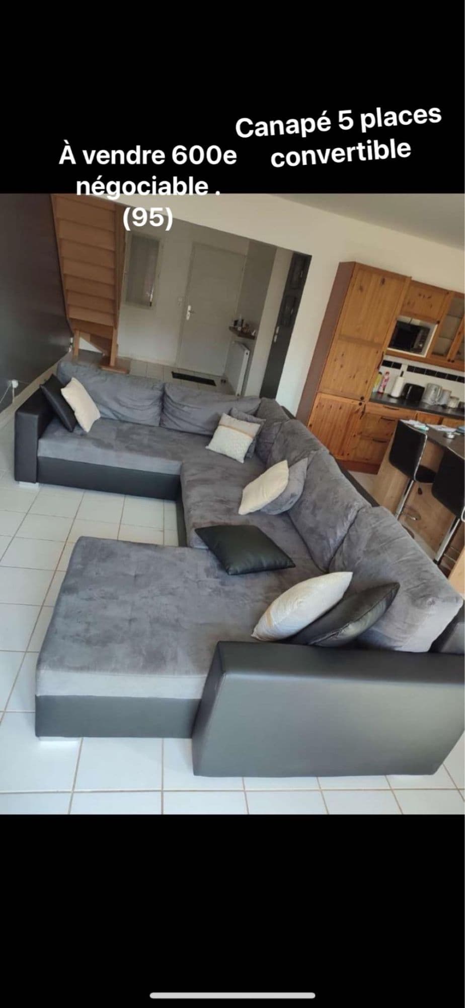 Canapé d'angle convertible 5 places coffre magnus