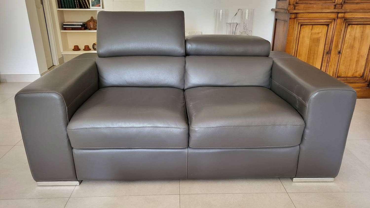 2 Canapés Cuir Gris Chateau D'ax