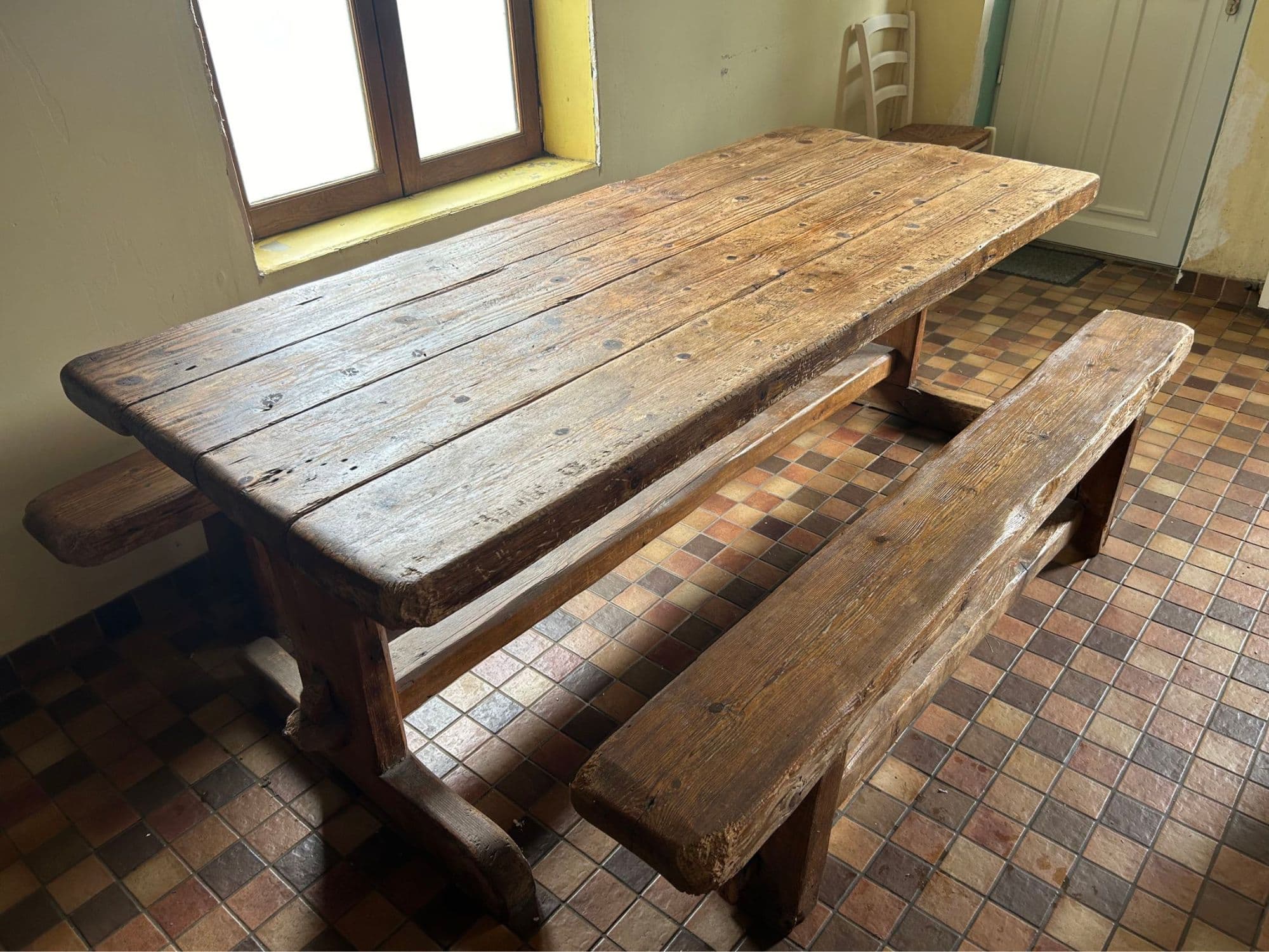 Table De Ferme Avec Deux Bancs