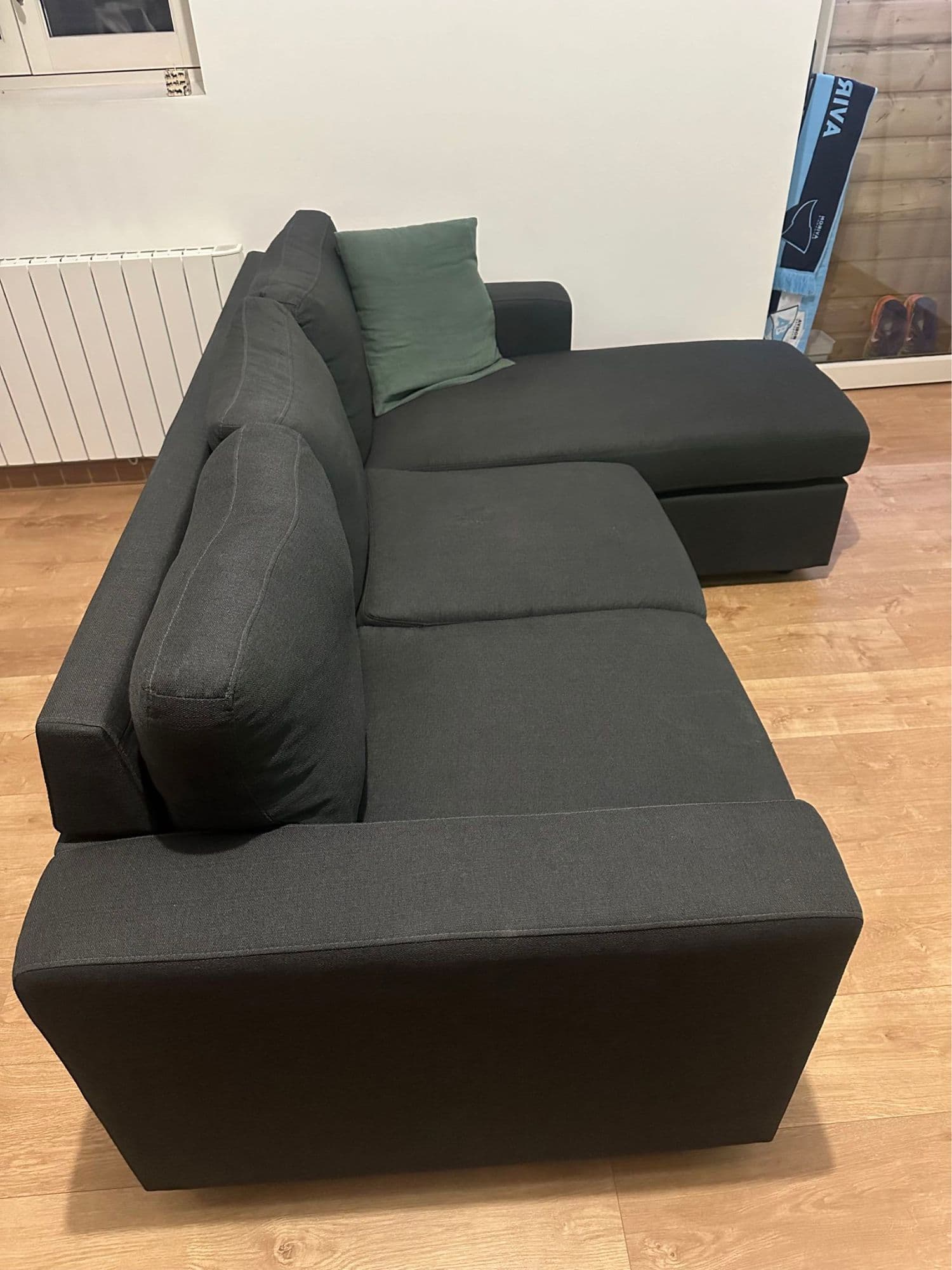 Canapé d'angle 3 places gris anthracite