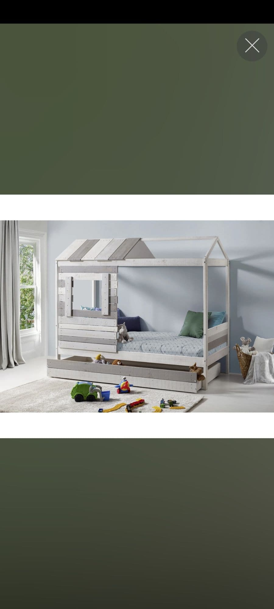 Lit Cabane Enfant Avec Tiroir, Table De Chevet Et Matelas.