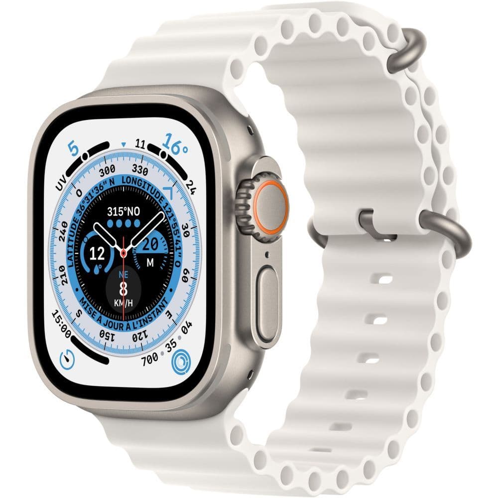 Apple Watch Ultra - Boîtier 49 mm Titane avec Bracelet Sport Blanc