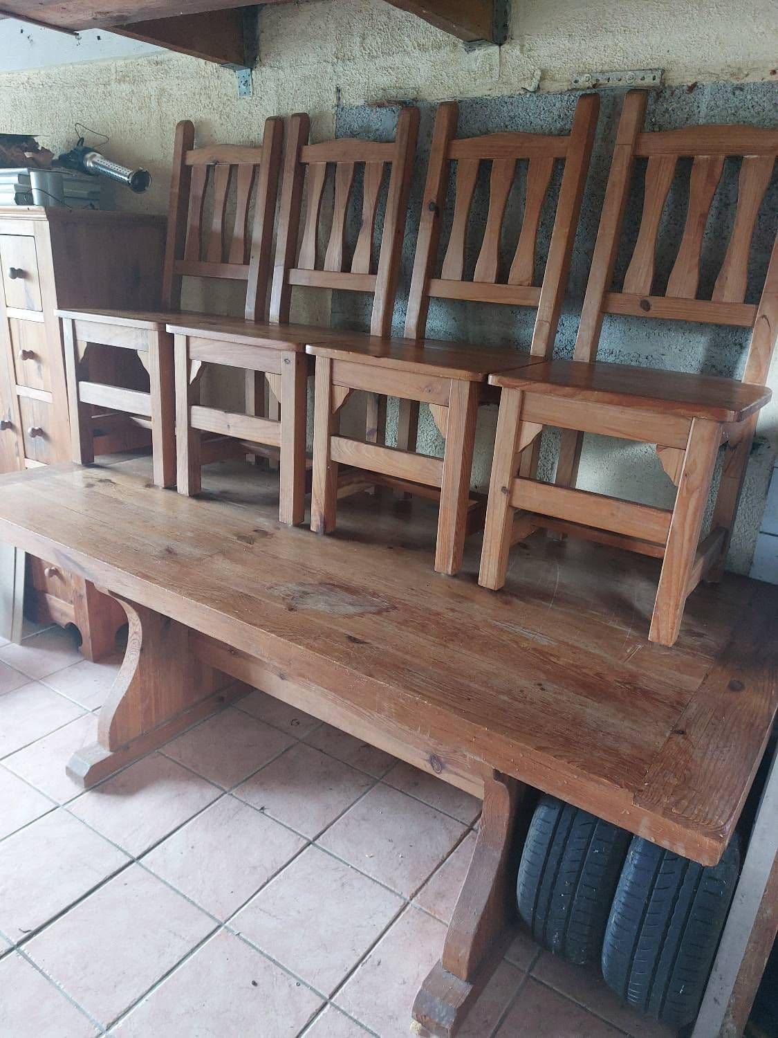 Table De Salon En Pin Et Ses 6 Chaises