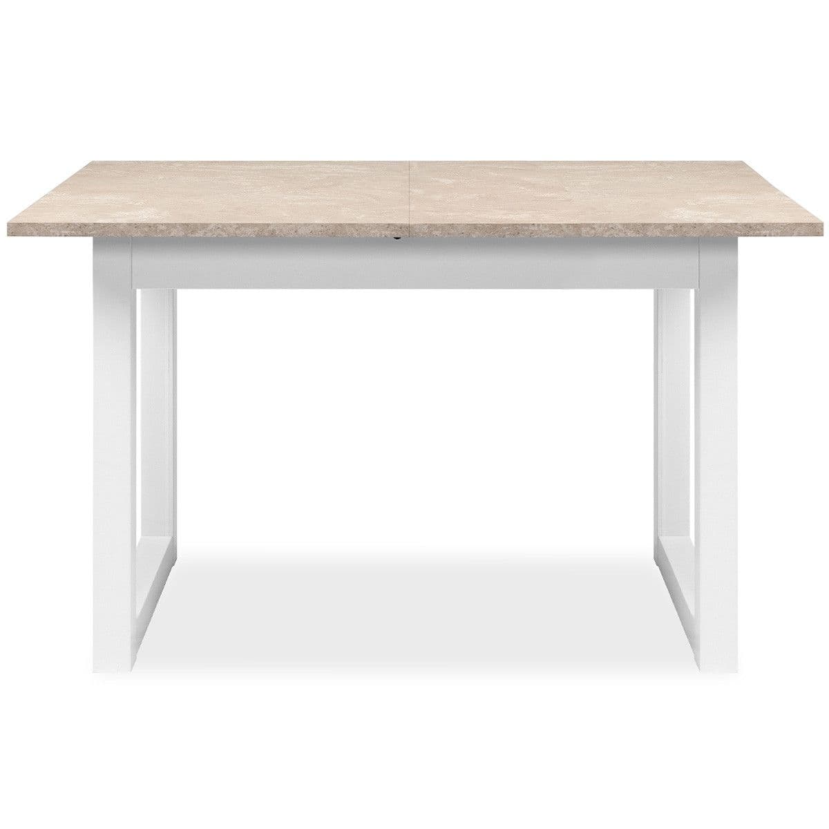 Table à manger extensible 6/8 personnes effet travertin et blanc