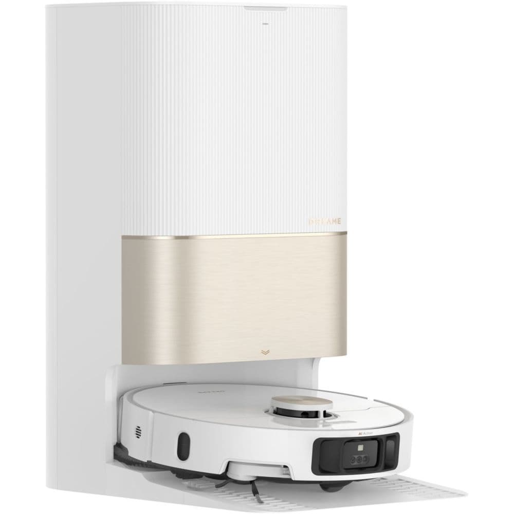 DREAME X40 Ultra Complete Robot Aspirateur avec Serpillière amovible et relevable, Brosse latérale surélevée,12KPa,Serpillière et la Plaque de lavage avec de l'eau chaude à 70 C,Brosses relevables