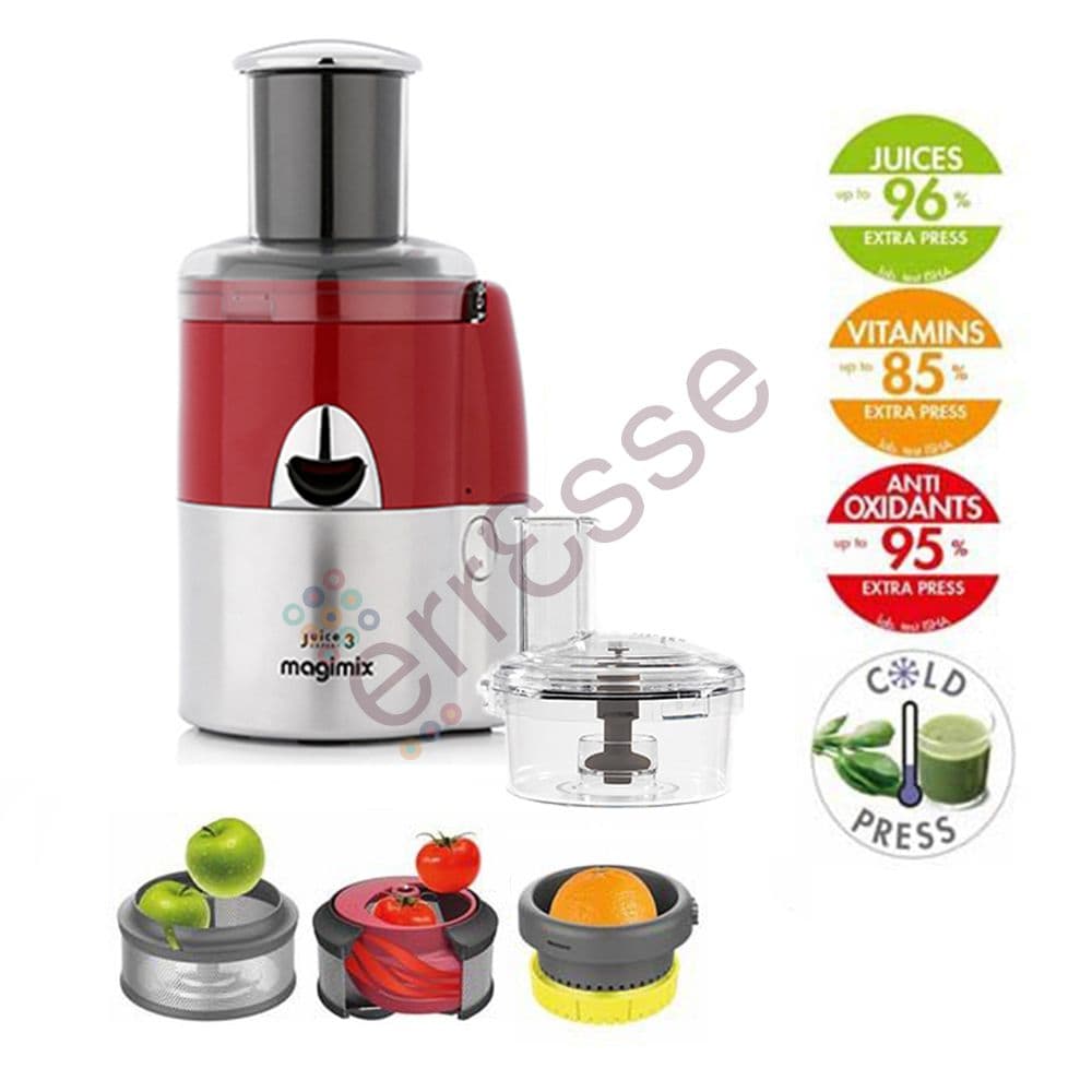 MAGIMIX Juice Expert 3 avec Coffret Coupe Légumes Rouge Chrome