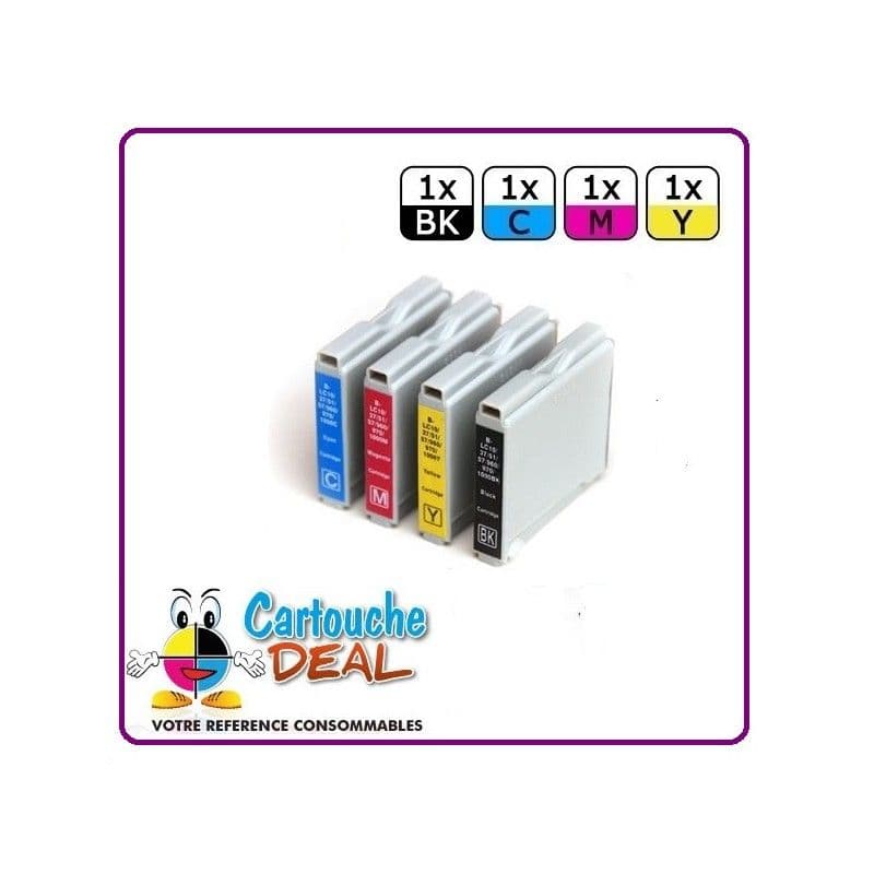 BROTHER LC-970/1000 - Lot 4 cartouches compatible DCP 105CN 130C 135C 150C 153C 330C 330CN 350C 353C 357C MFC 680CN LC970 LC1000