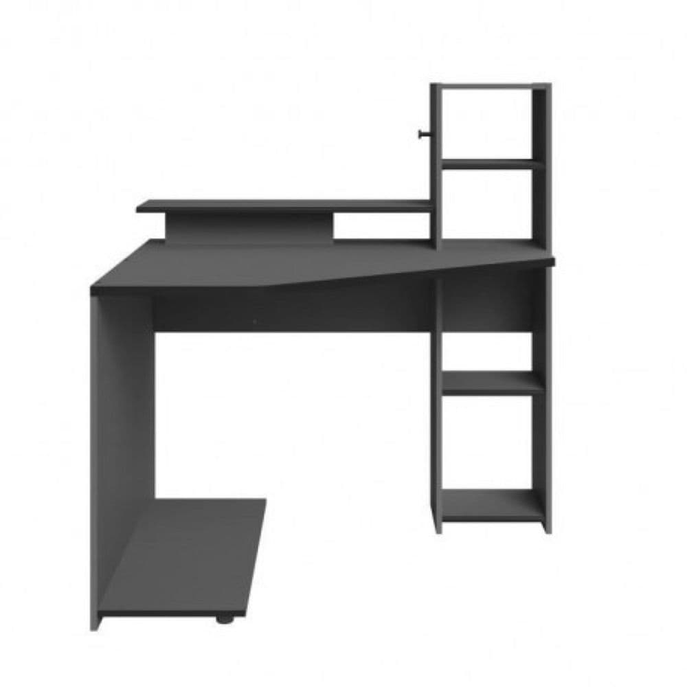 Bureau d'angle réversible - Décor gris et noir - L 112 x P 90 x H 121 cm - GAMING - PARISOT