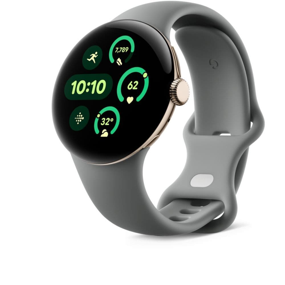 Google Pixel Watch 3 - Boîtier 41 mm - Champagne Doré - Bracelet Vert sauge - 4G