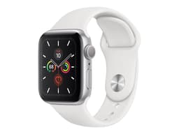 Apple Watch Series 5 (GPS) - Boîtier 40 mm Aluminium Argenté avec Bracelet Sport Blanc de taille S/M/L