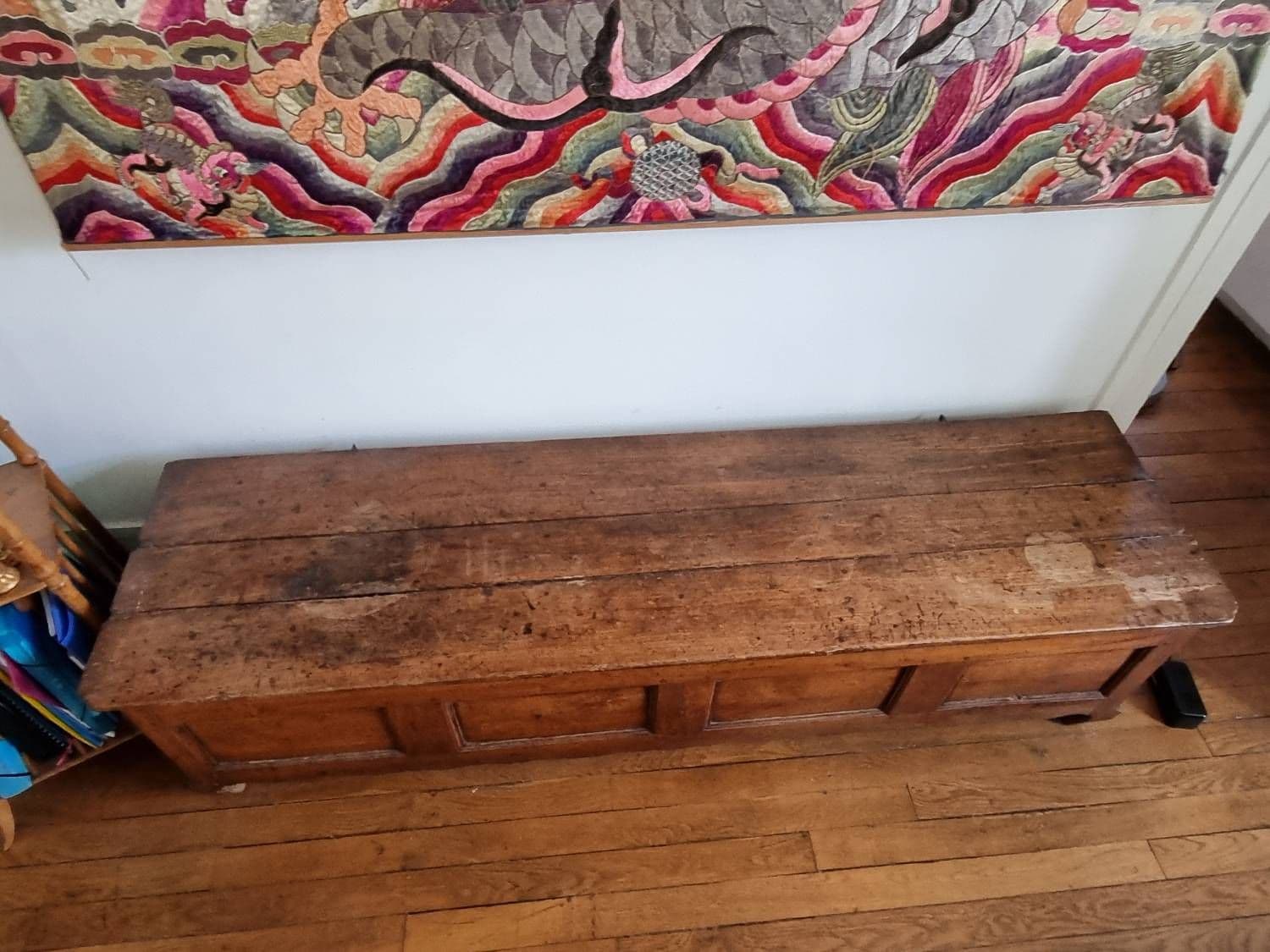 Banc Coffre Ancien En Bois Massif