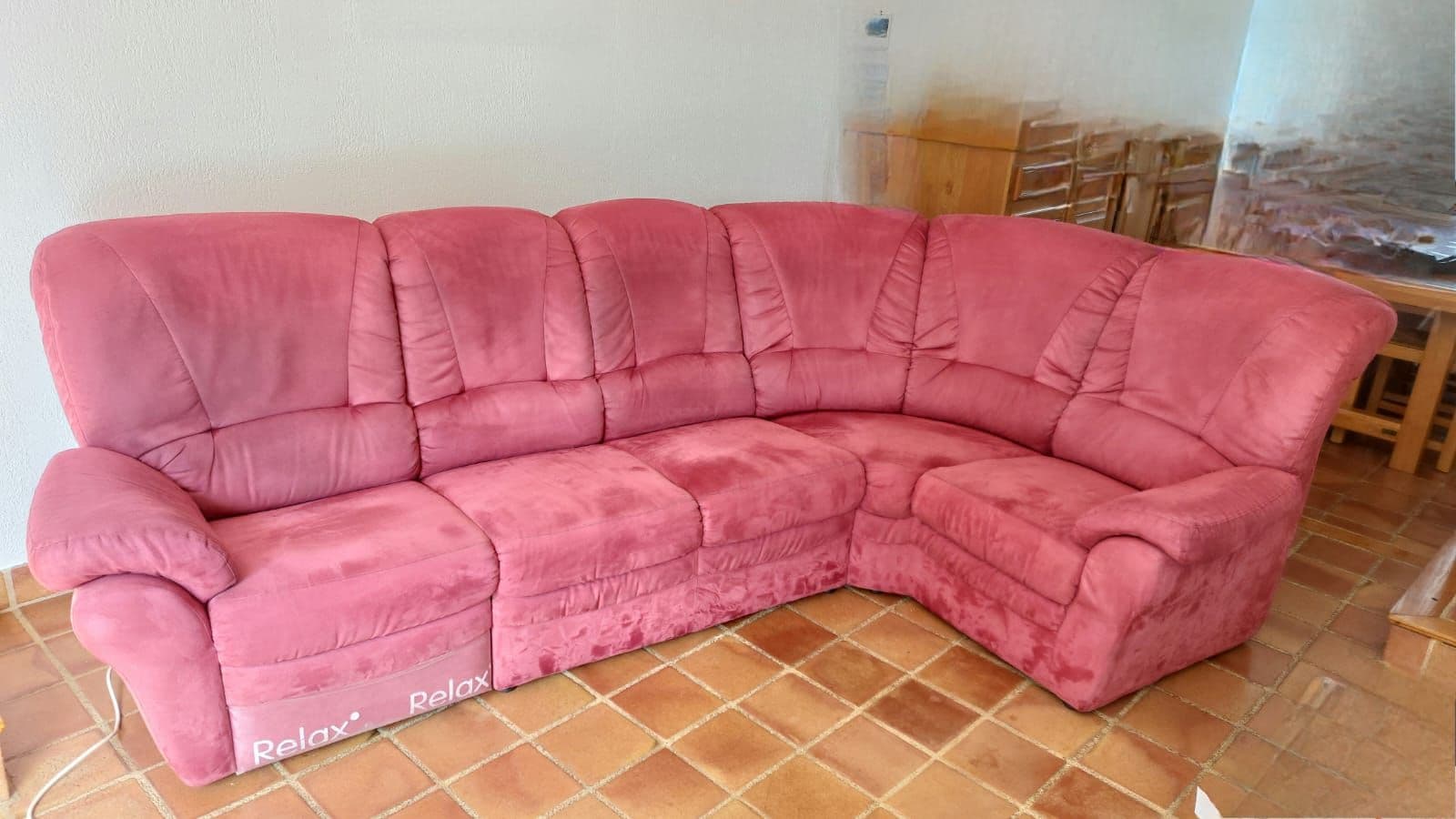 Canapé Angle À Droite Microfibres 5 Places Avec Relax Électrique