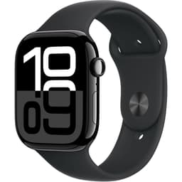 Apple Watch Series 10 GPS (2024) Boîtier en Aluminium 46mm Noir de Jais avec Bracelet Sport Noir M/L