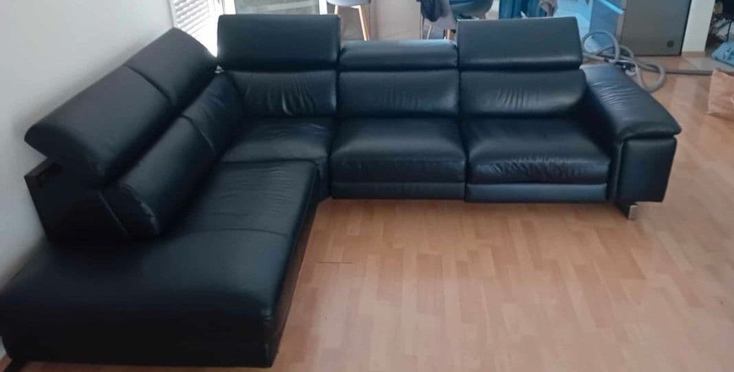 Canapé Angle Cuir Noir.