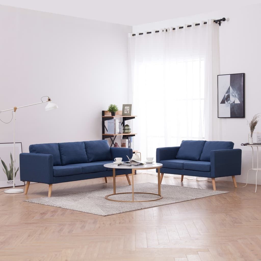 Ensemble De Canapé 2 Pcs Tissu Bleu